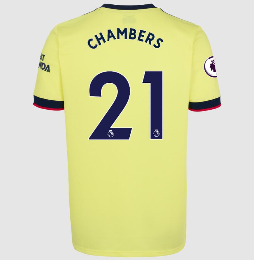 2021/22 Arsenal Away Kit Soccer Jersey with Calum Chambers 21 printing